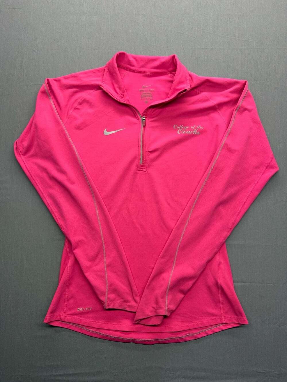 Nike Dri-Fit Jacket Womens Small Pink Long Sleeve Zip College of the Ozarks